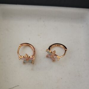 Elegant Gold Plated and Pink Gemstone Earrings Costume Jewelry